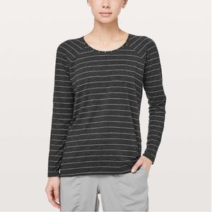 LULULEMON grey stripe emerald long sleeve